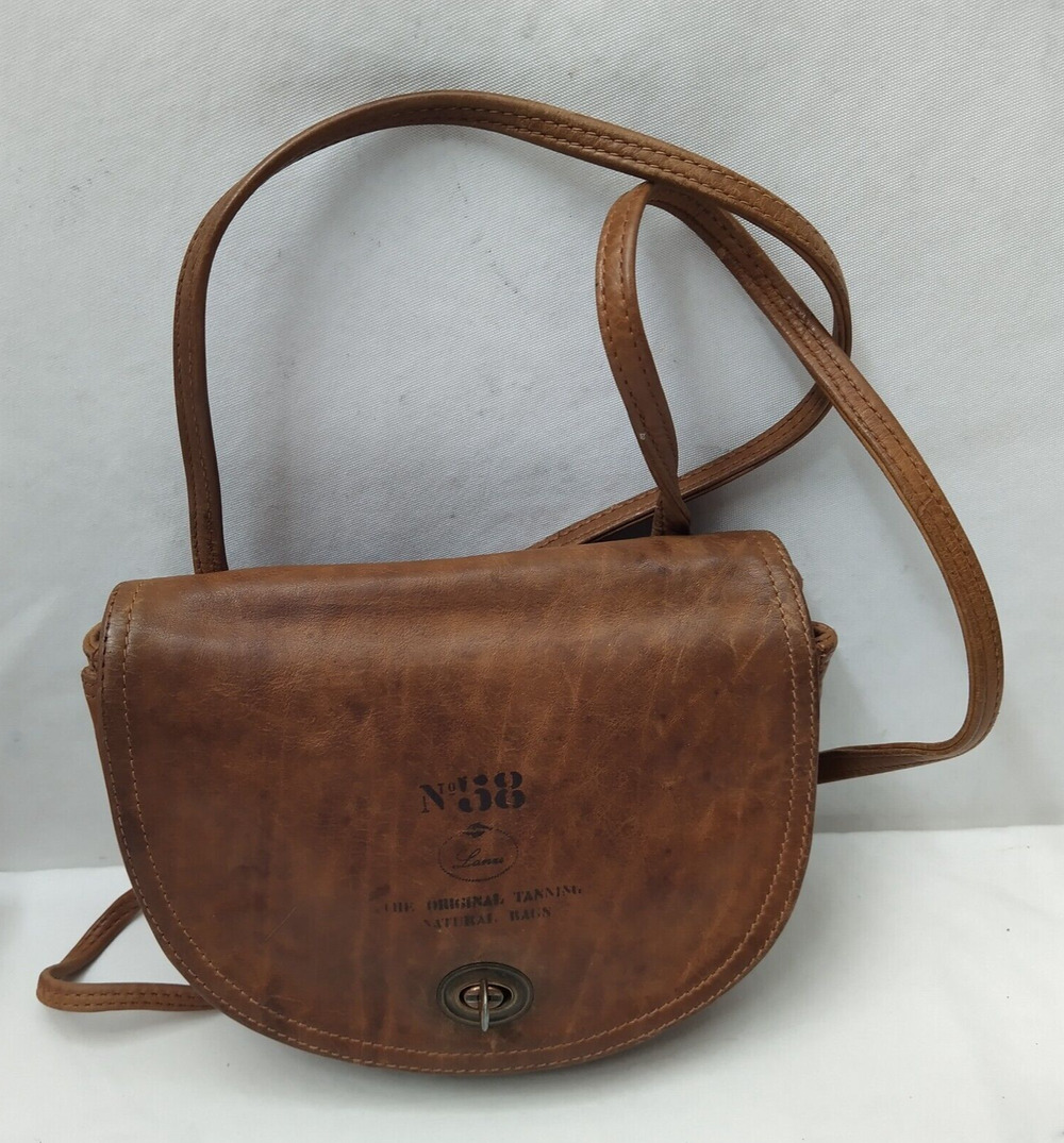 No 58 Brown Leather Turnlock Flap Closure Crossbody Bag - Vintage